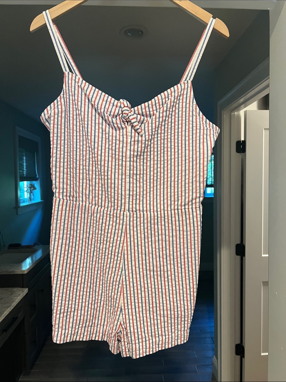 Vineyard Vines Red, Navy & White Striped Spaghetti-Strap Romper